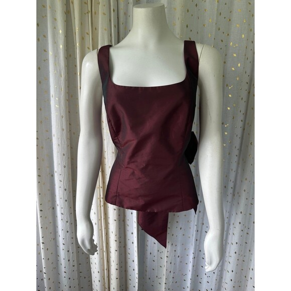 Ann Taylor Square Neck Iridescent Taffeta Tie Back Formal Style Lined Top 12 - Picture 2 of 5